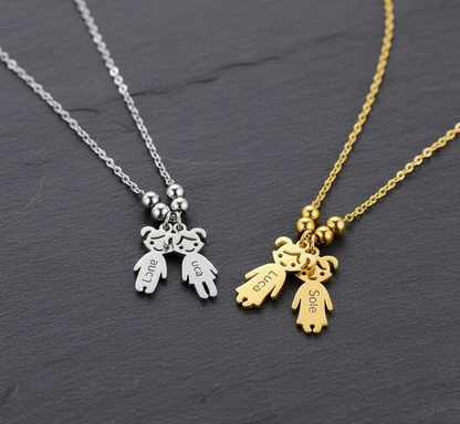 Collana Personalizzata con Ciondoli Charm Bambini  – Acciaio Inossidabile