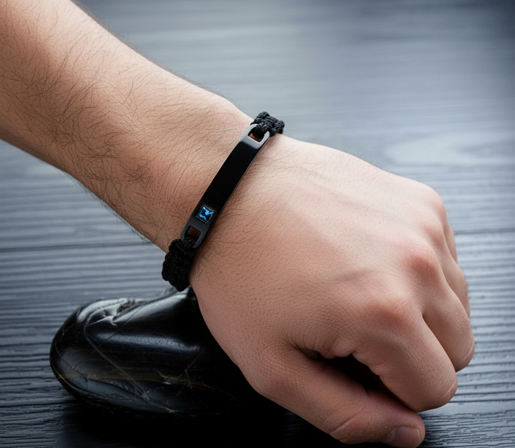 Bracciale con cordino e placca personalizzabile | Acciaio Inossidabile con Incisione