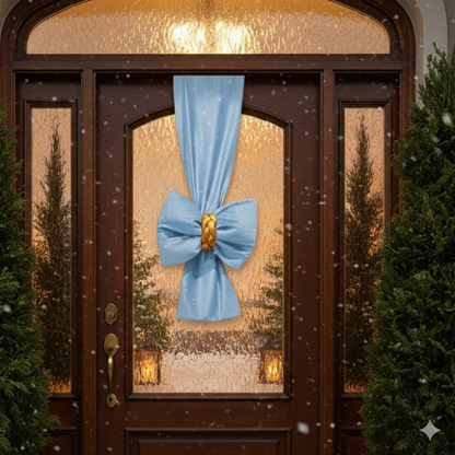 Doppio Fiocco Natalizio intreccio dorato FASCIONE in velluto per Porta e per albero