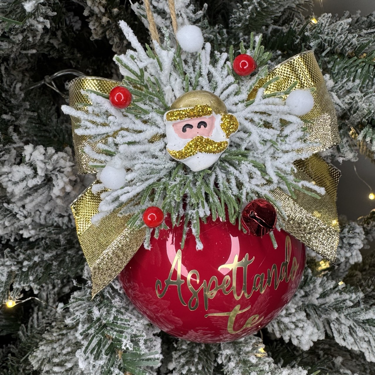 Pallina di natale personalizzata di vetro con scritta e decori