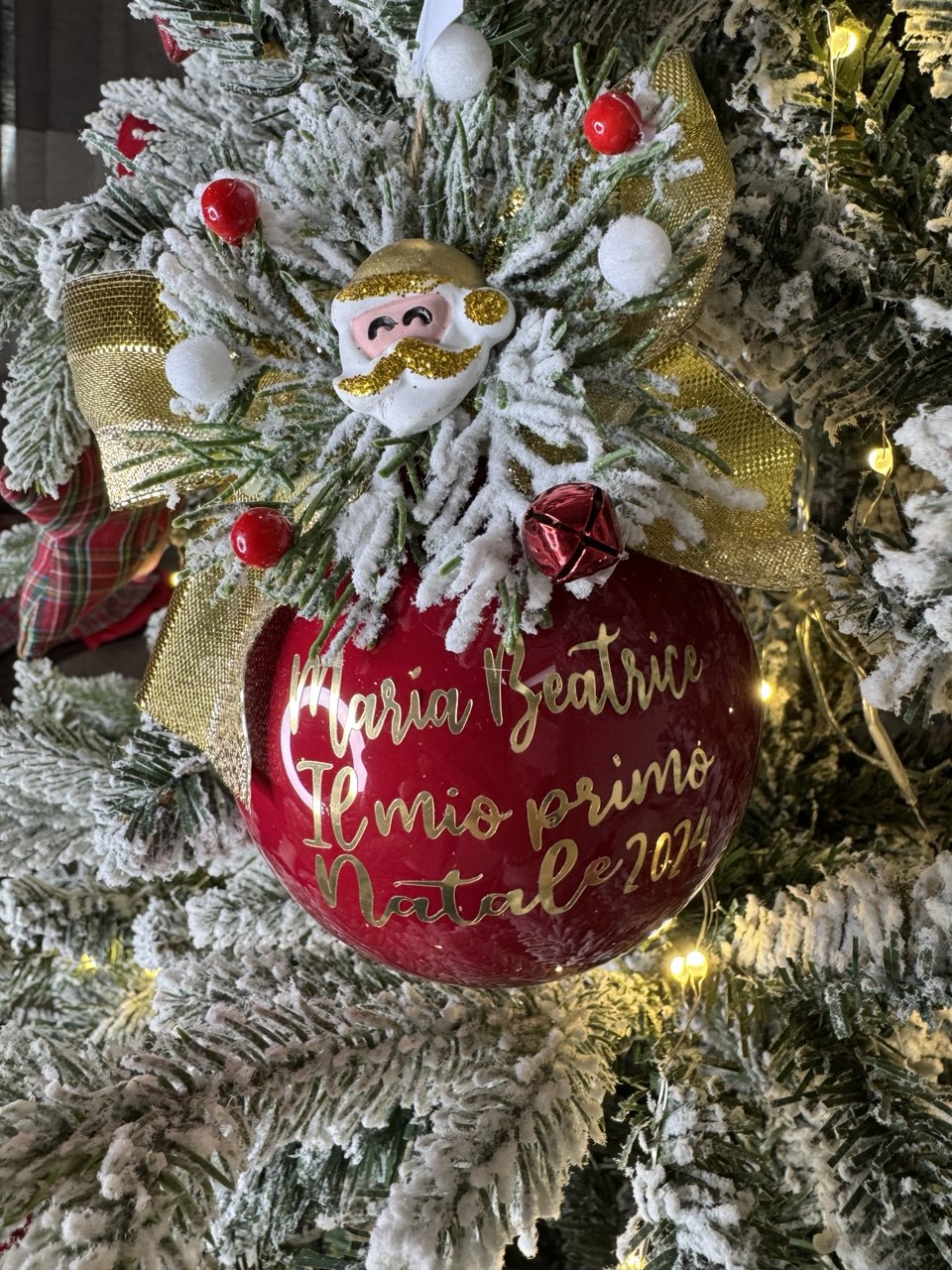 Pallina di natale personalizzata di vetro con scritta e decori