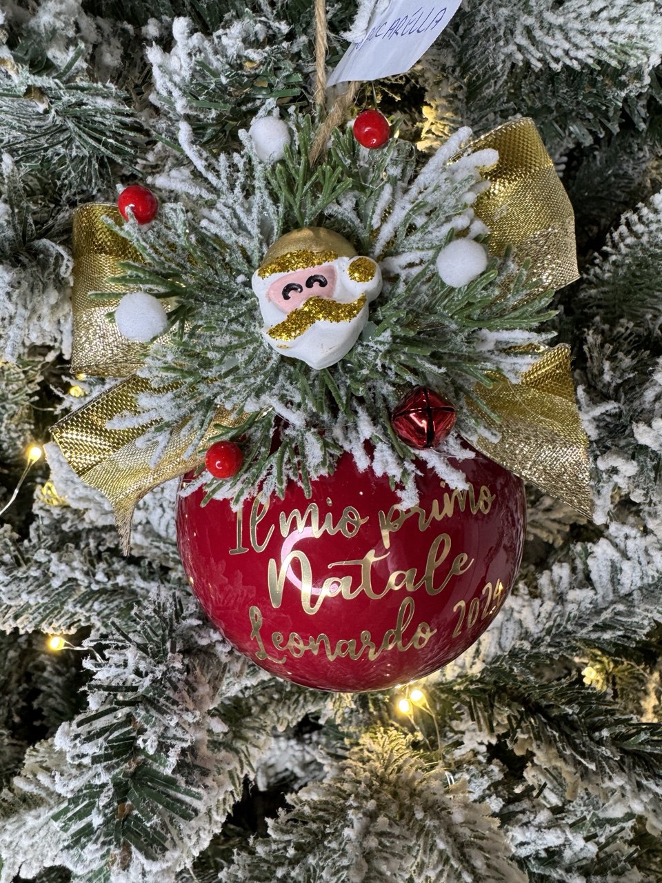Pallina di natale personalizzata di vetro con scritta e decori