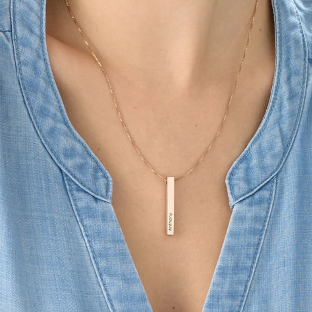 Collana Personalizzata barra verticale 3d – Acciaio Inossidabile