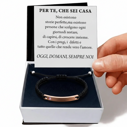 Bracciale con cordino e placca  Acciaio Inossidabile