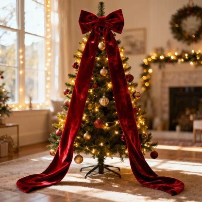 Fioccone velluto puntale albero di natale MAXI GIGANTE CODE 2 METRI