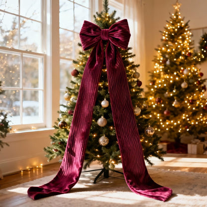 Fioccone velluto puntale albero di natale MAXI GIGANTE CODE 2 METRI