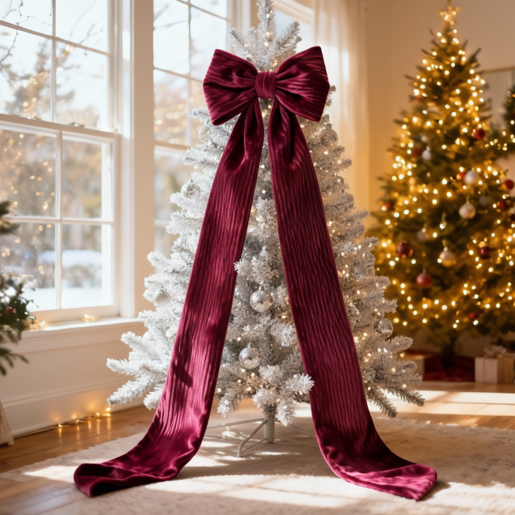 Fioccone velluto puntale albero di natale MAXI GIGANTE CODE 2 METRI