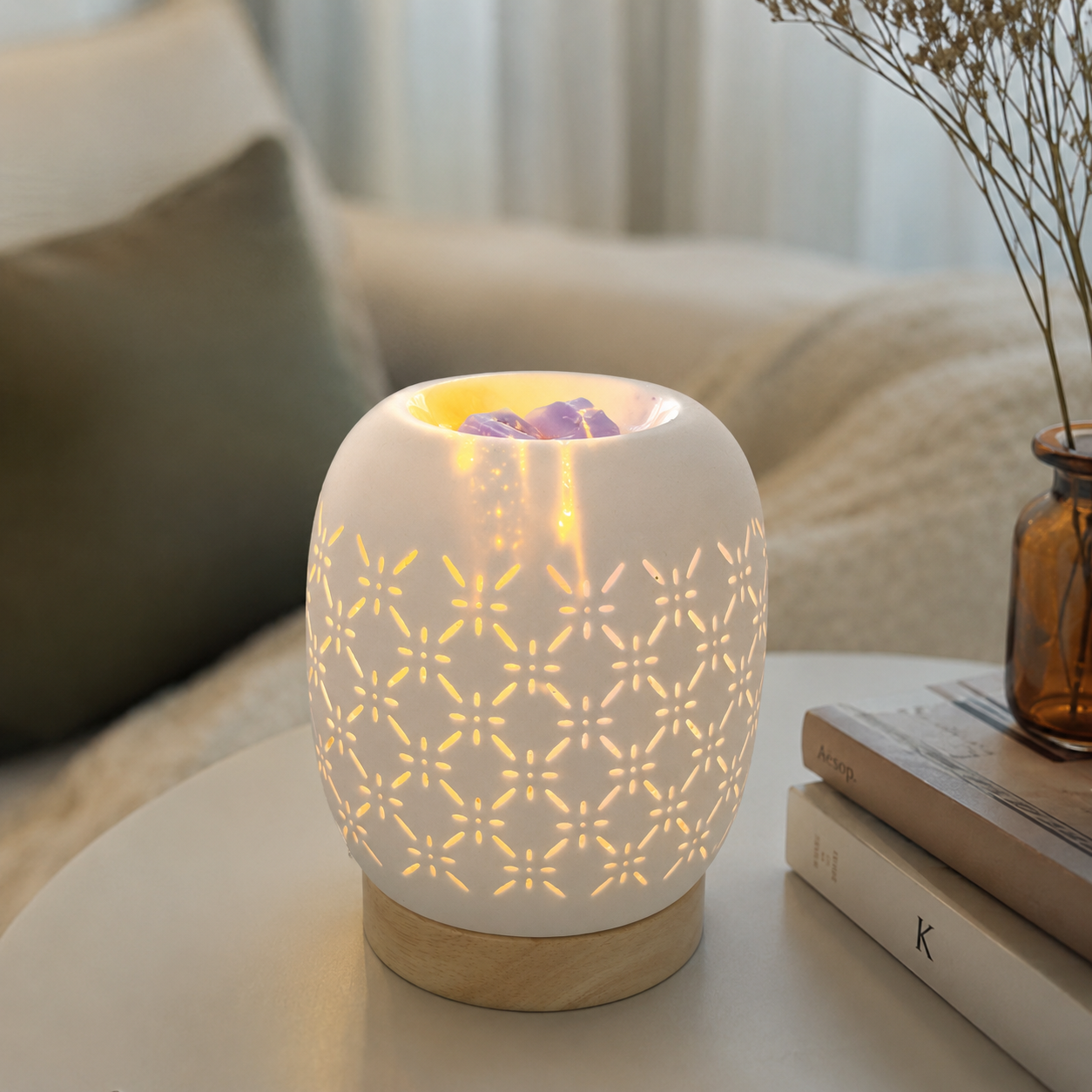 Lampada Profumatore in Ceramica con Luce LED – + TARTINA CIALDA PROFUMATA