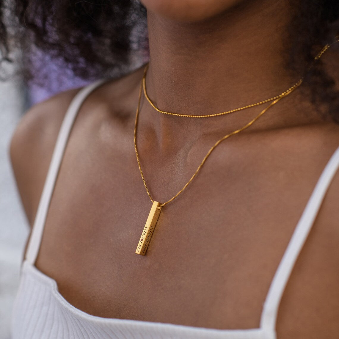 Collana Personalizzata barra verticale 3d – Acciaio Inossidabile