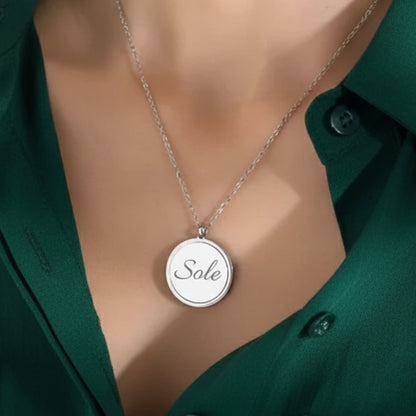 Collana Spinner medaglione girevole Personalizzato – Nome o Data Incisa in Acciaio Inossidabile