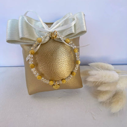 Bomboniera Pochette quadrata ecopelle portaconfetti con bracciale