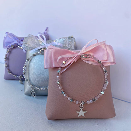Bomboniera Pochette quadrata ecopelle portaconfetti con bracciale