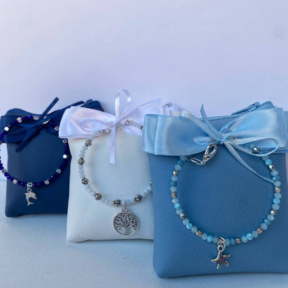 Bomboniera Pochette quadrata ecopelle portaconfetti con bracciale