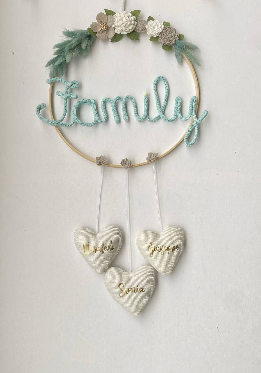 Fuoriporta Personalizzato scritta tricotin con cuori e nomi