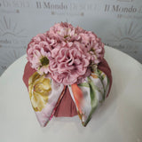 Pouf Decorativo in stoffa e satin con fiori