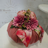 Pouf Decorativo in stoffa e satin con fiori