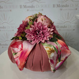 Pouf Decorativo in stoffa e satin con fiori