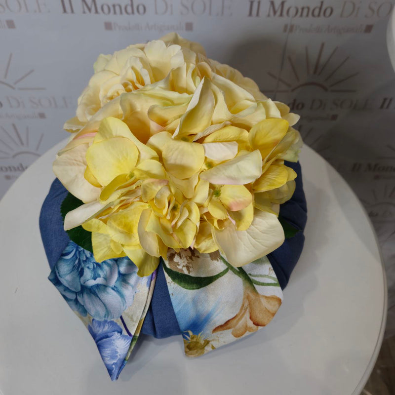 Pouf Decorativo in stoffa e satin con fiori