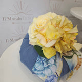 Pouf Decorativo in stoffa e satin con fiori