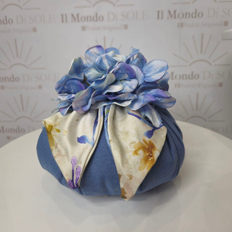 Pouf Decorativo in stoffa e satin con fiori