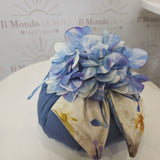 Pouf Decorativo in stoffa e satin con fiori