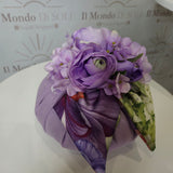 Pouf Decorativo in stoffa e satin con fiori
