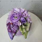 Pouf Decorativo in stoffa e satin con fiori