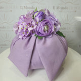 Pouf Decorativo in stoffa e satin con fiori