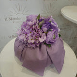 Pouf Decorativo in stoffa e satin con fiori