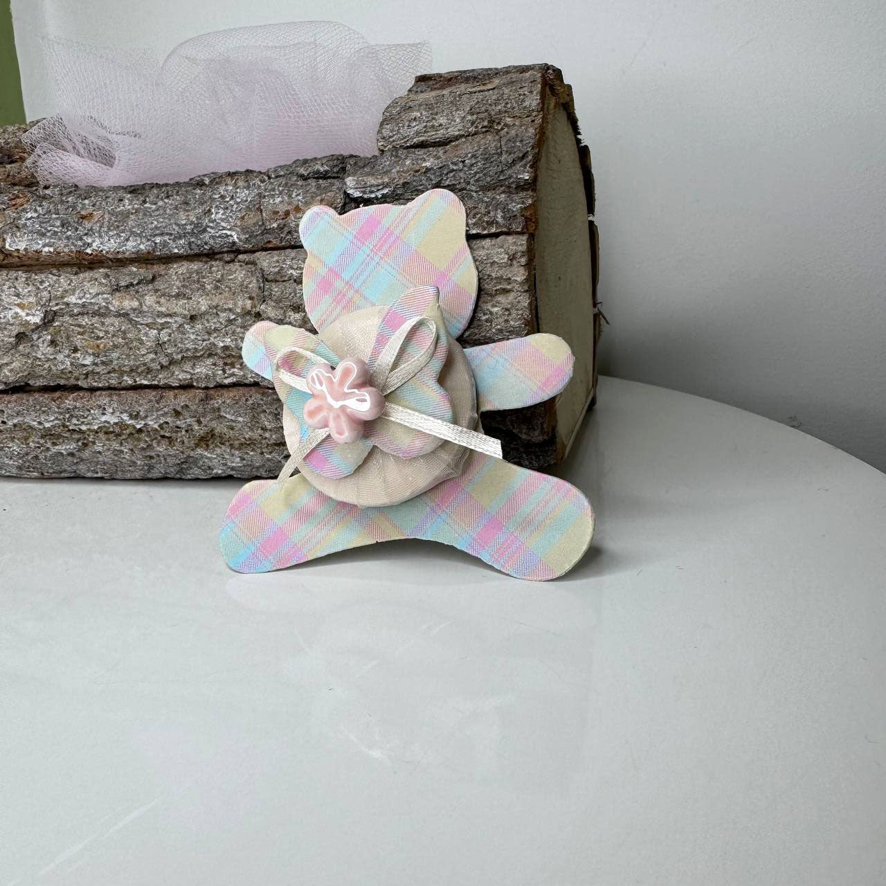 Segnaposto Orsetto "Nuvola di Pastello" con saponetta profumata - Bomboniera e Decorazione Artigianale