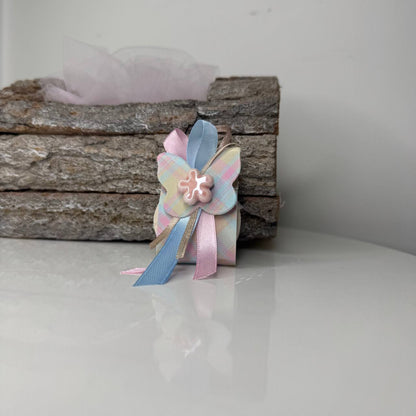 Appendino con Saponetta Profumata Trama rosa e fiorellino ceramica - bomboniera