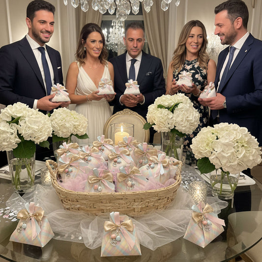 Bomboniera "Borsetta Nuvola" - Trama Tartan Pastello