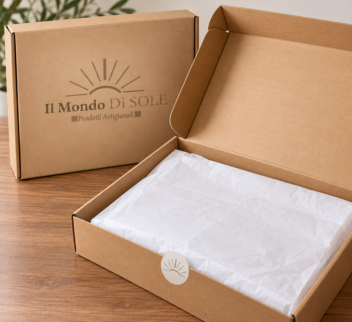 Box imballaggio 45x45x8 logato mondo di sole