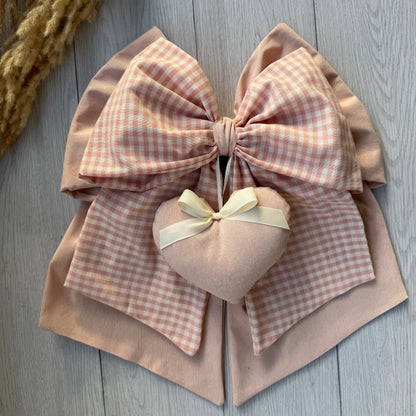 Fiocco Nascita Doppia Stoffa Personalizzato con cuori