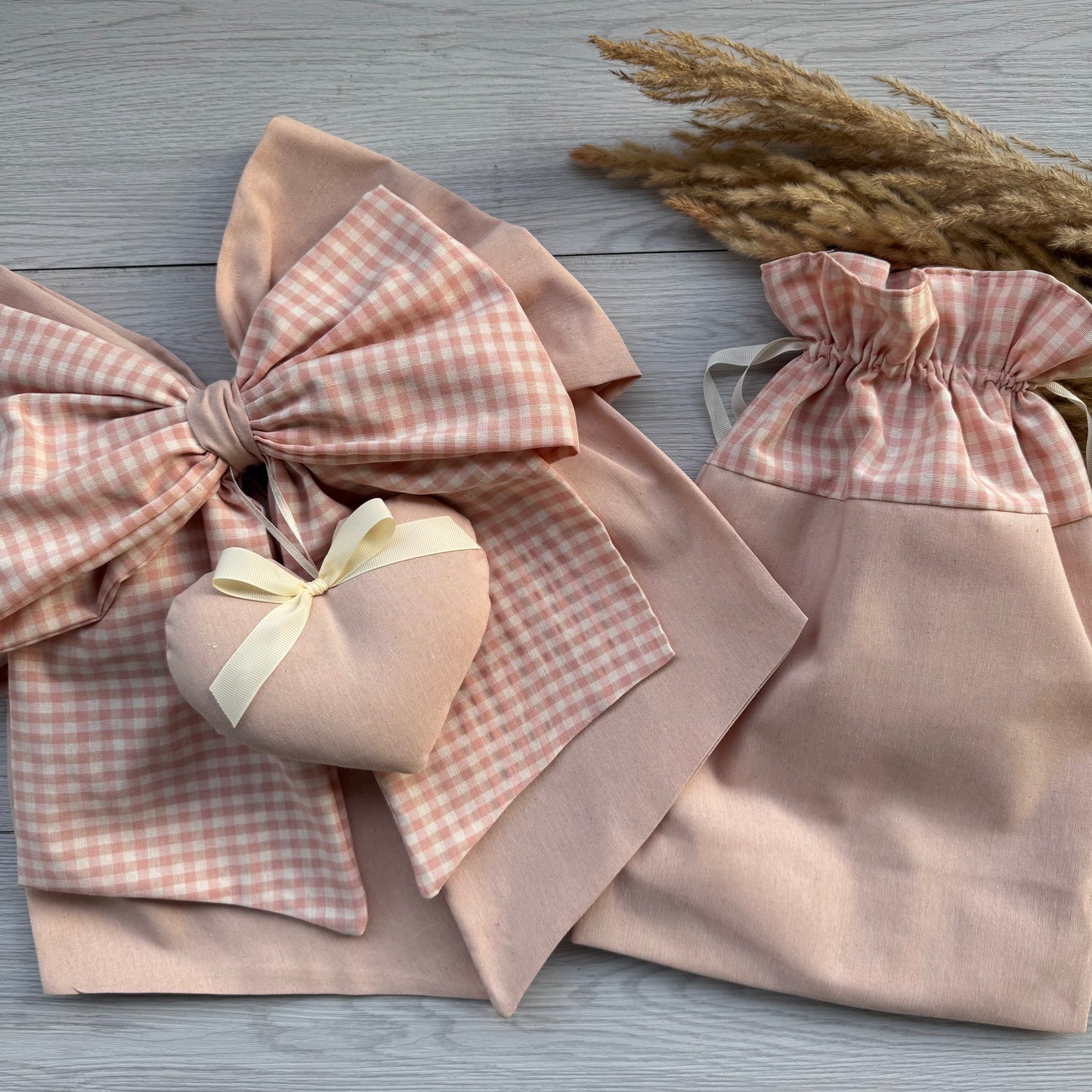 Fiocco Nascita Doppia Stoffa Personalizzato con cuori