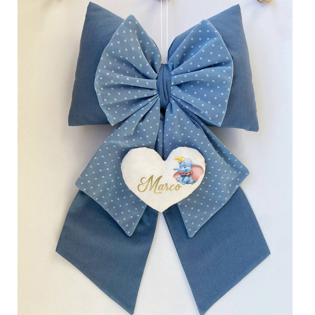 Fiocco Nascita Personalizzato doppio panama e tulle