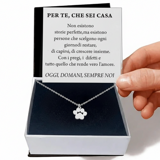 Collana con ciondolo impronta zampa in acciaio inossidabile